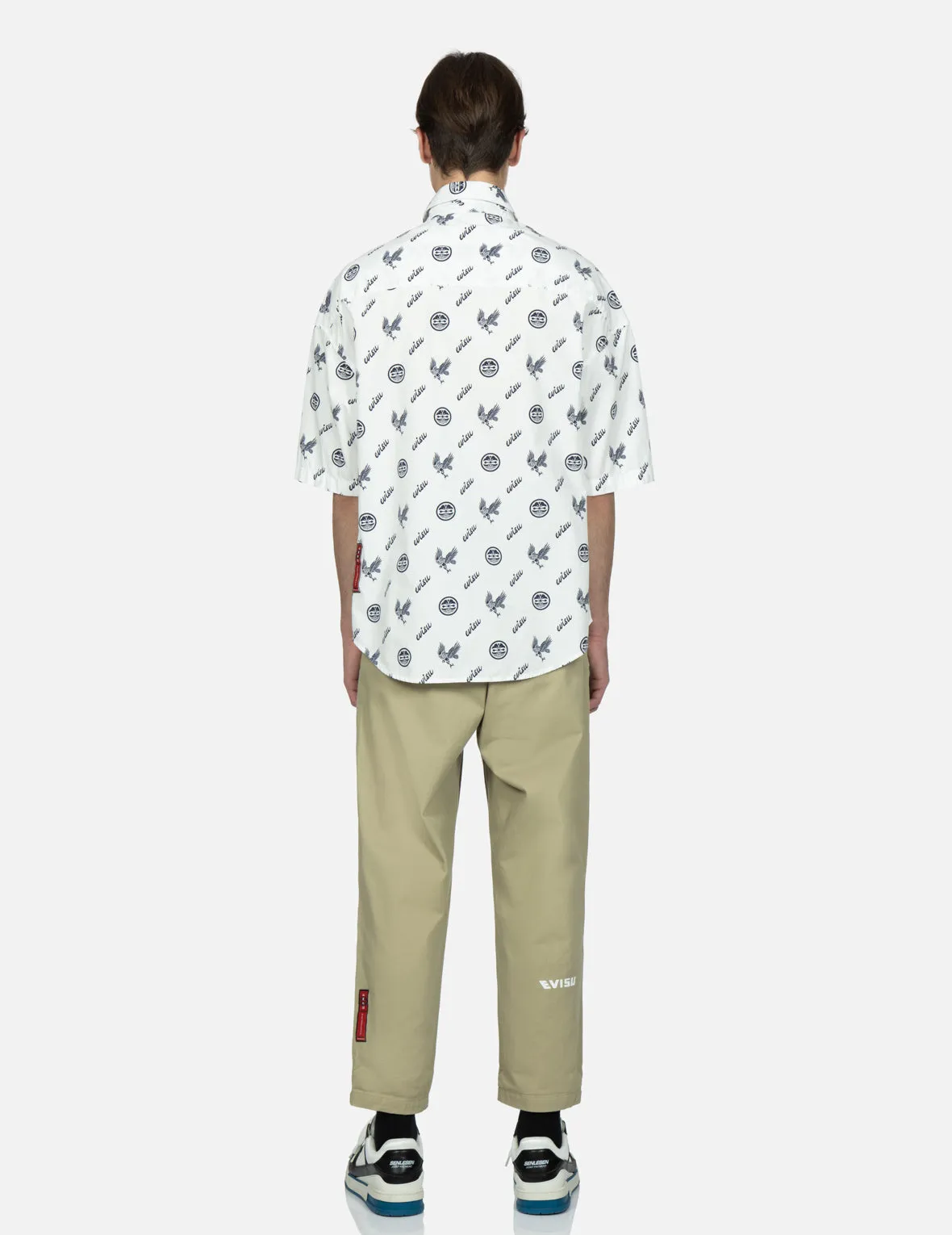 Allover Kamon and Eagle Print Shirt