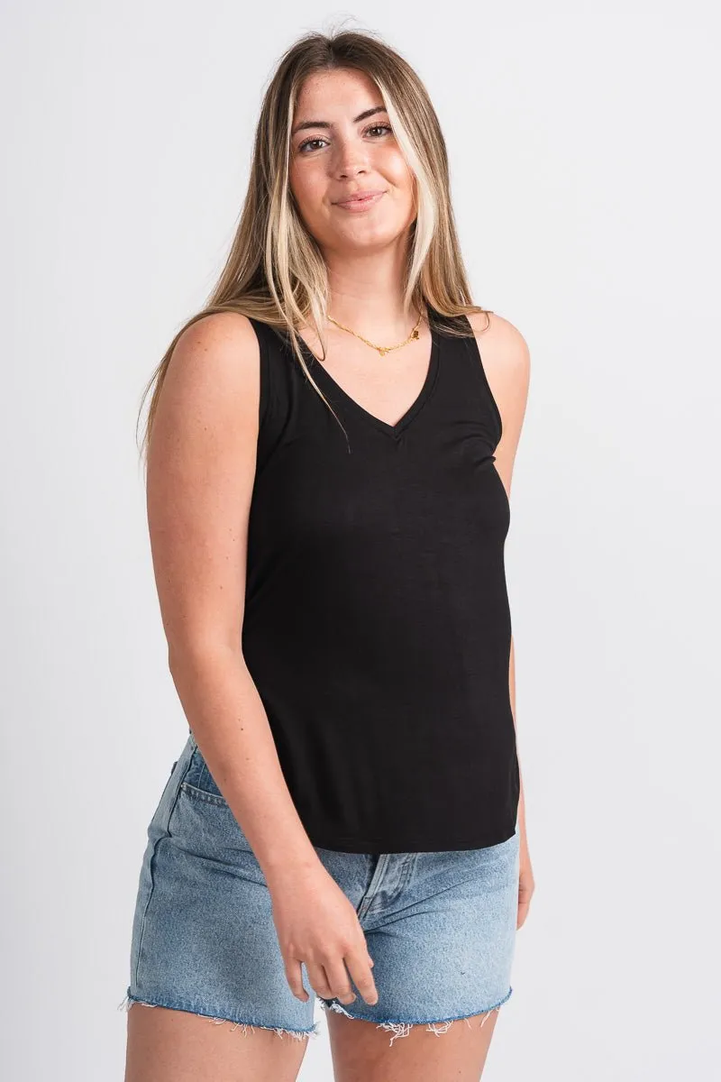 Basic v-neck tank top black