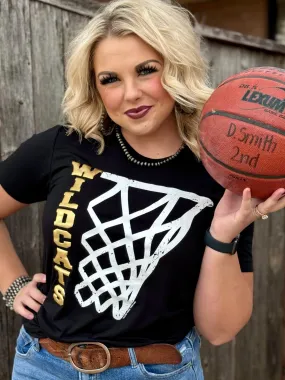 Basketball Net Puff Wildcats Black Tee