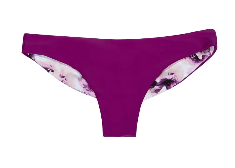 Bea Reversible Ruched Bikini Bottom (Peony/Plum)