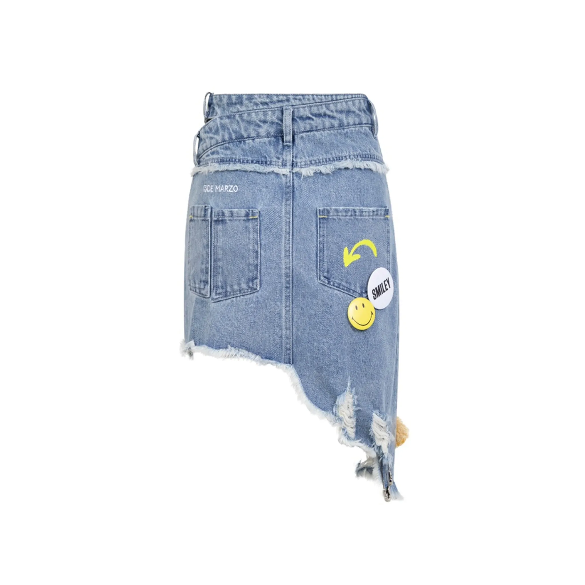 Bear Tear-up Denim Skirt in Blue