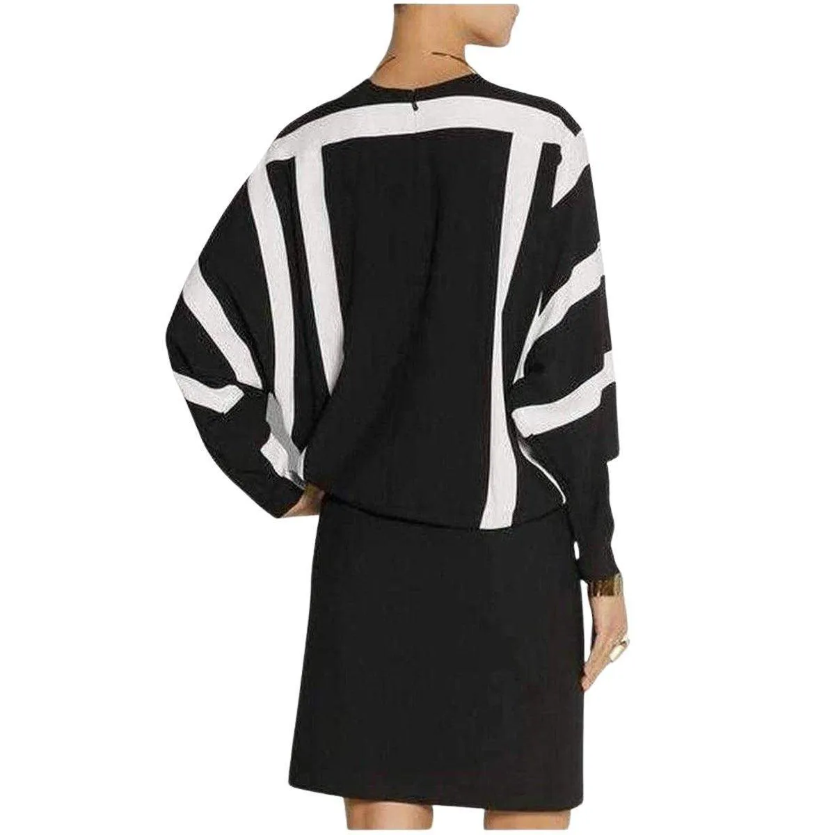 Black and White Monocrome Crepe Shift Dress