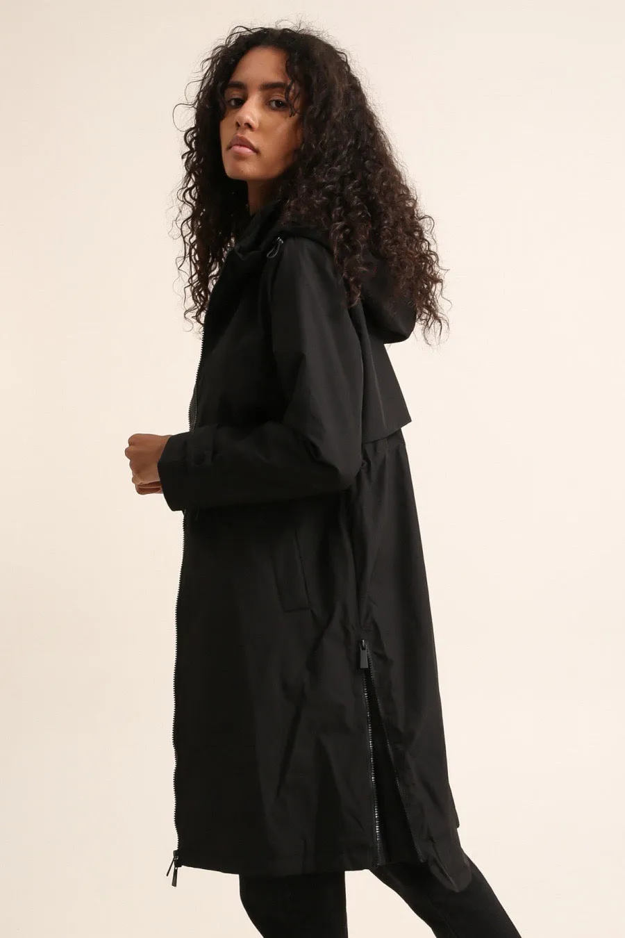 Black Waterproof Trench Coat