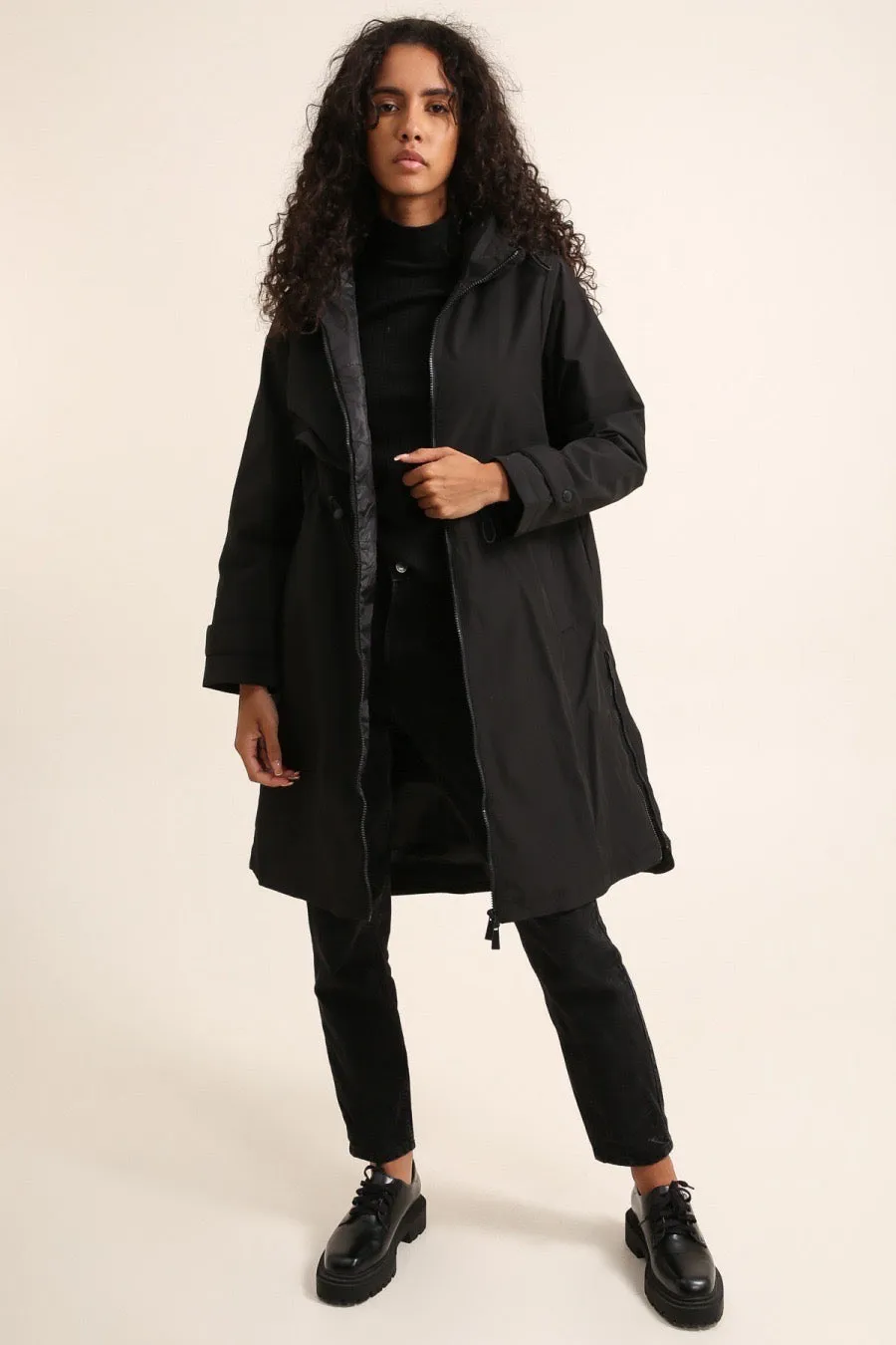 Black Waterproof Trench Coat