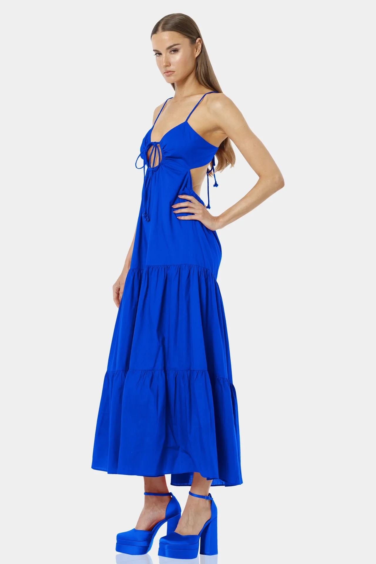 Blue Tiered Dress Maxi