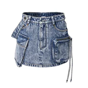 Blue Work Pocket Denim Skirt