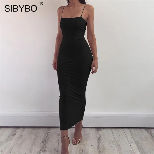 Bodycon Spaghetti Strap Maxi Dress