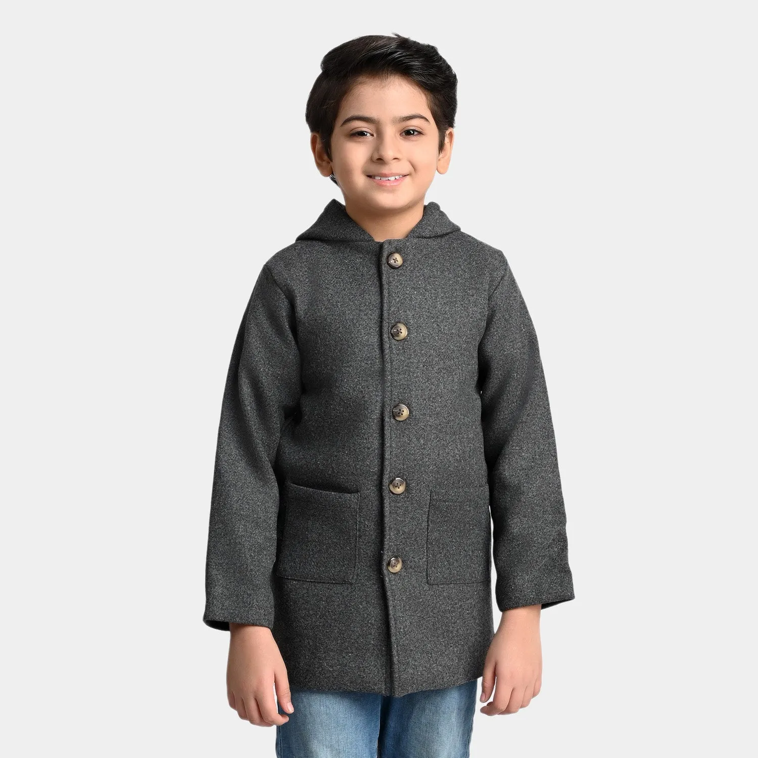 Boys Wool Trench Coat -Grey