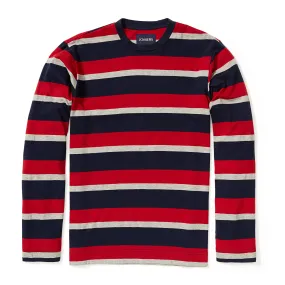 Bradford - Navy Red Gray Stripe Long Sleeve Tee