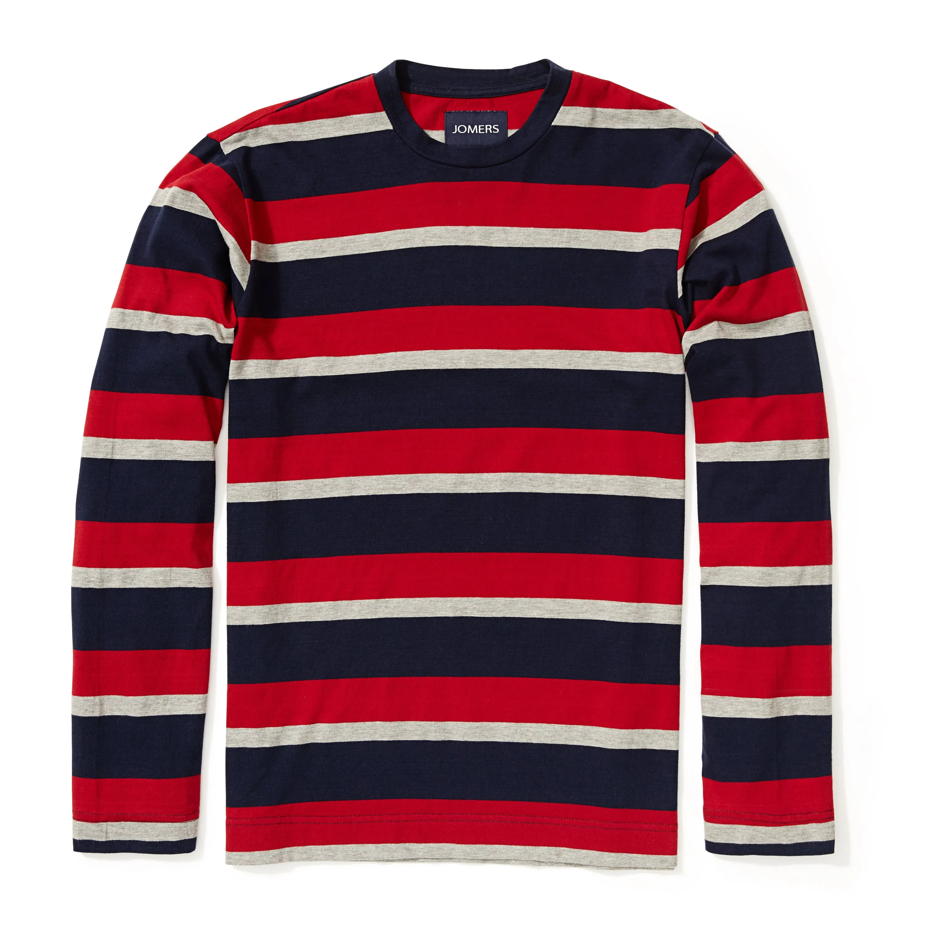 Bradford - Navy Red Gray Stripe Long Sleeve Tee