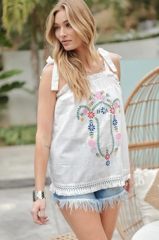 Casual Fun Embroidered Tank Top