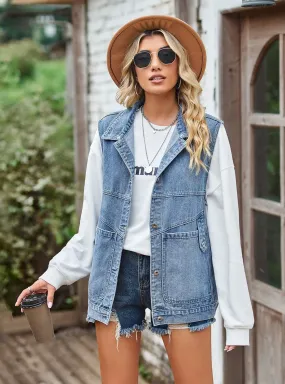 Casual Loose Denim Vest Tank Top Coat