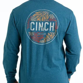 Cinch Men's "Hawaiian" L/S Graphic Logo T-Shirt in Blue