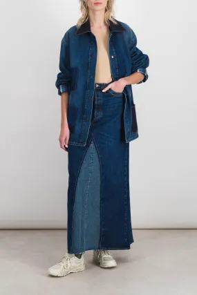 Combo denim maxi jeans skirt