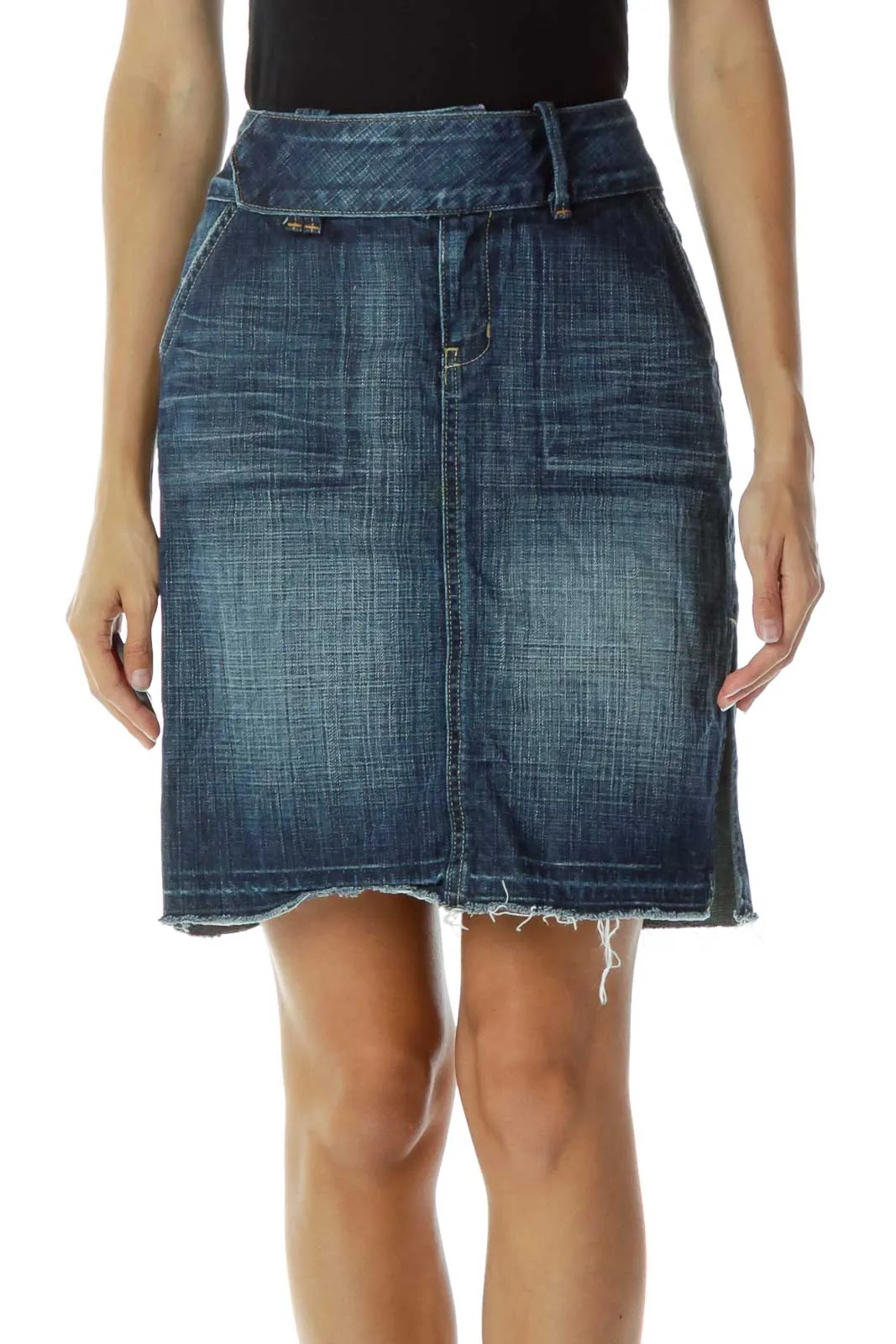 Denim Distressed Skirt