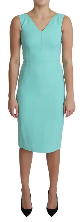 Dolce & Gabbana Light Blue Viscose Stretch Shift Midi Dress