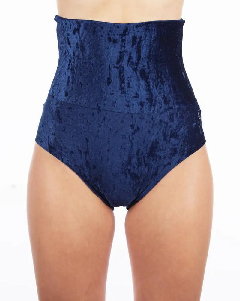 Dragonfly Betty High-Waisted Shorts - Velvet Blue