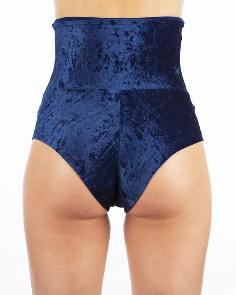 Dragonfly Betty High-Waisted Shorts - Velvet Blue