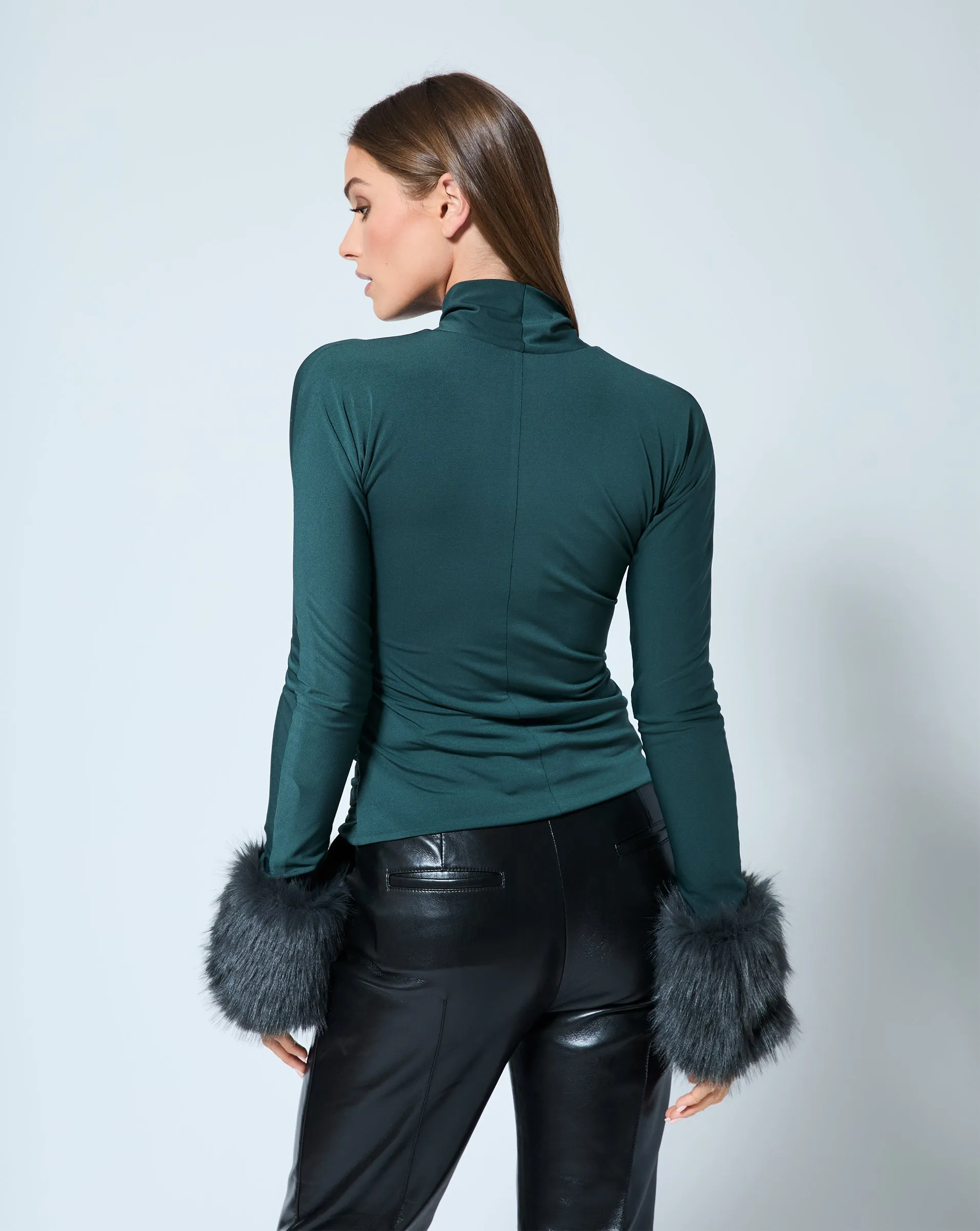 Gigi  Wrap Front Faux Fur Top