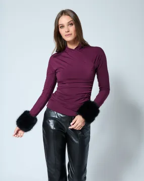 Gigi  Wrap Front Faux Fur Top