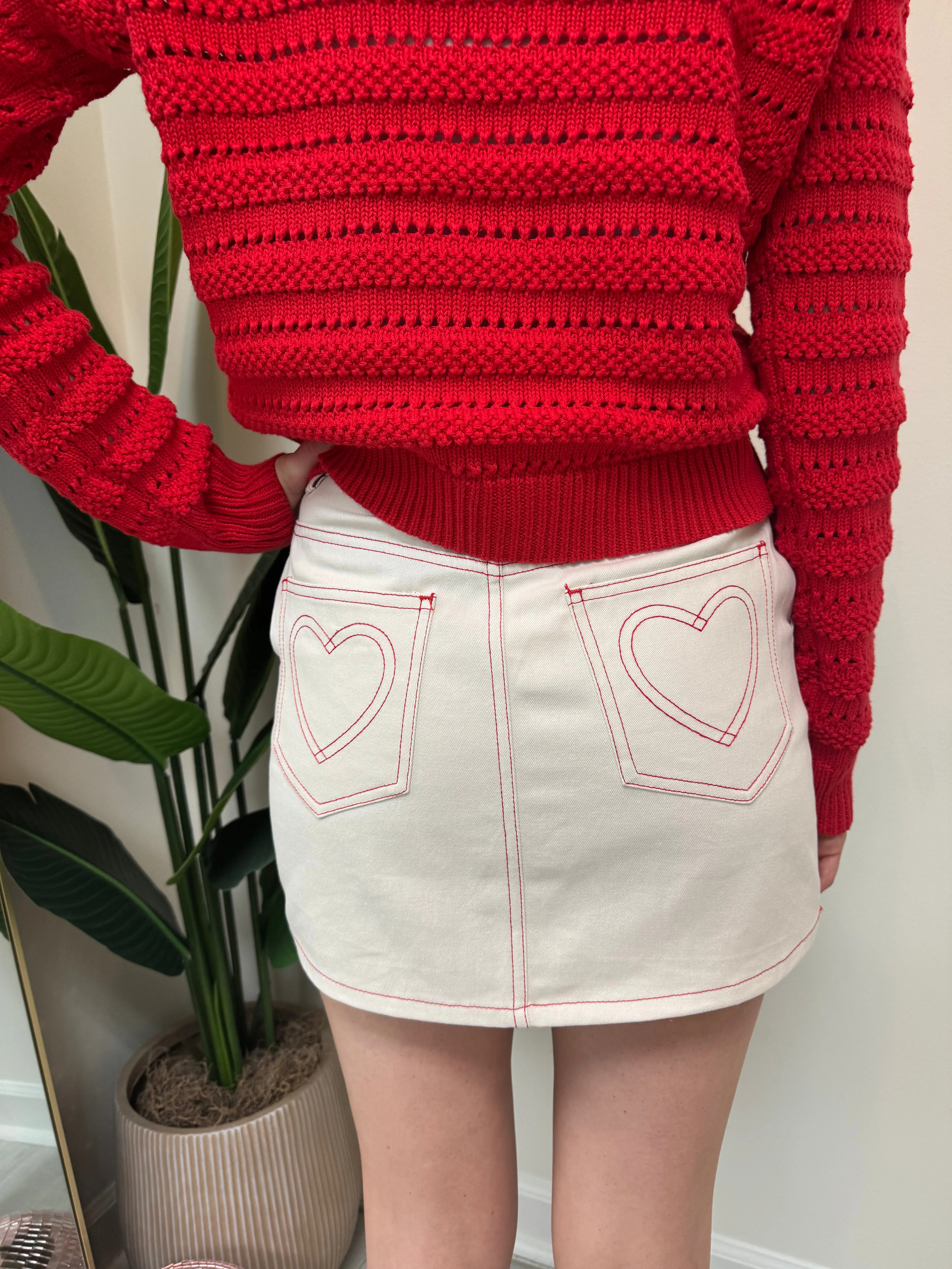 Heart Stitched Mini Skirt