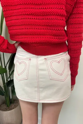 Heart Stitched Mini Skirt