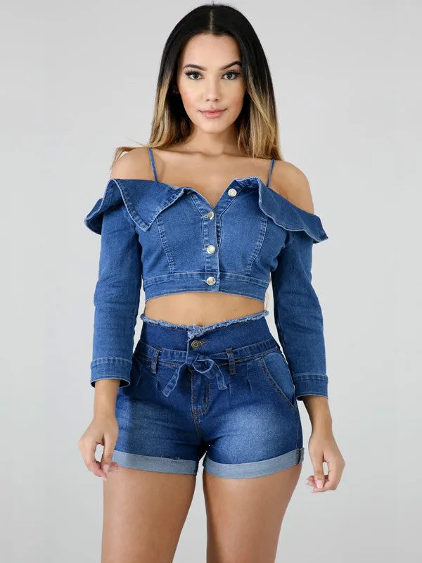 High-waisted Denim Shorts