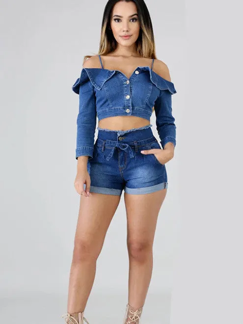 High-waisted Denim Shorts