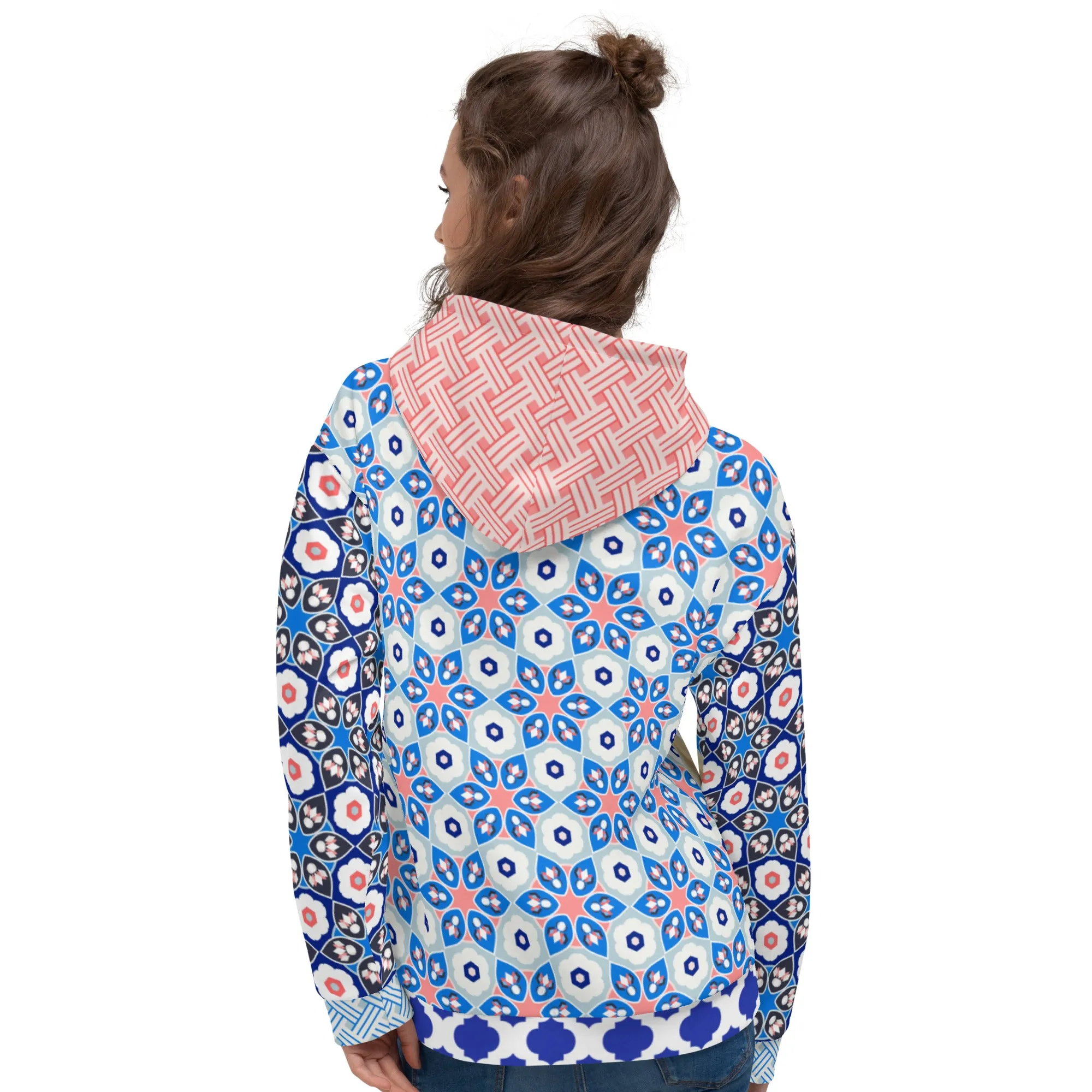 Jingle Pug Nordic Blue Snowflake Unisex Hoody