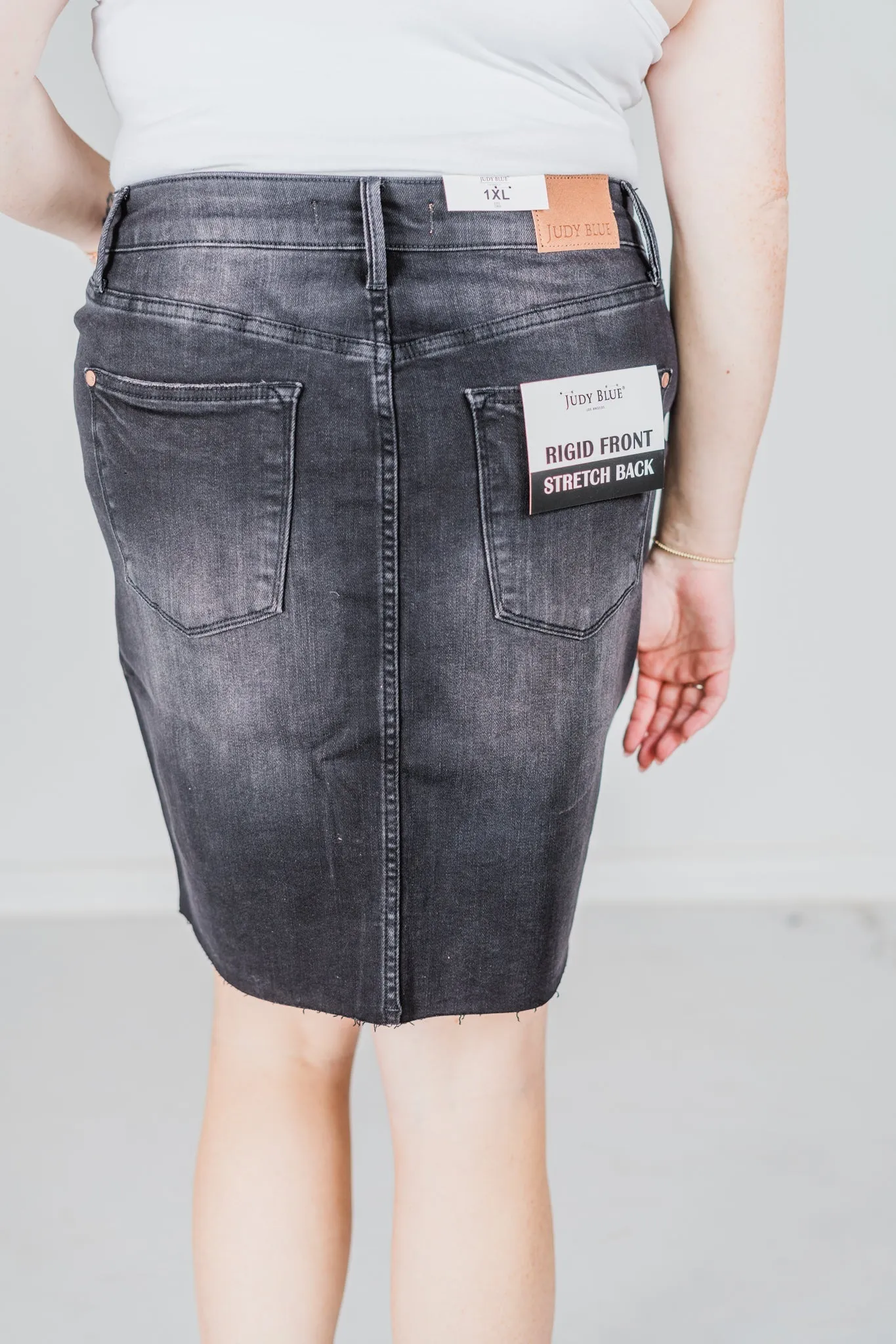 Judy Blue Black Rigid Magic Destroy Denim Skirt