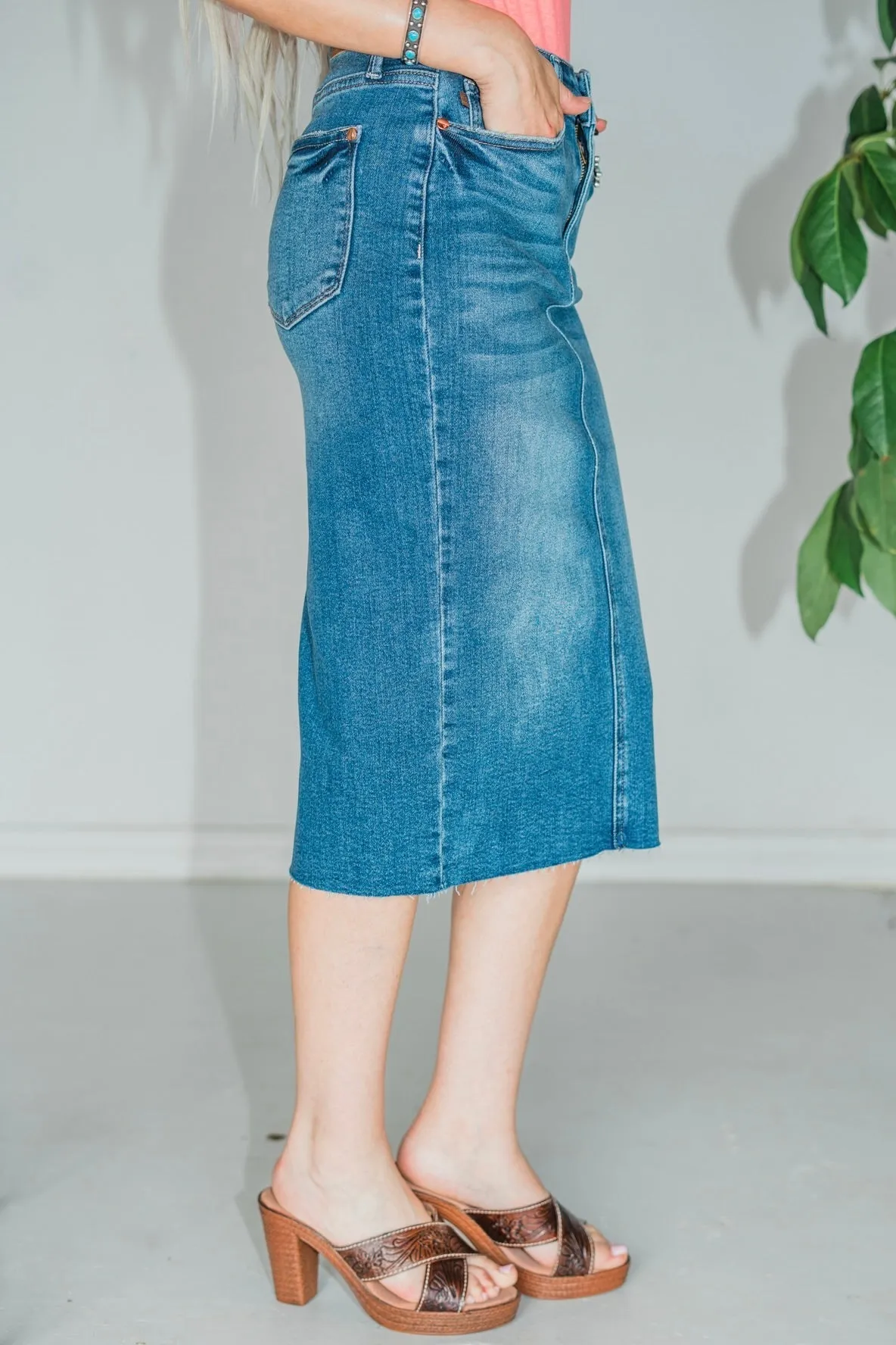 Judy Blue High Waisted Mid Length Skirt FINAL SALE