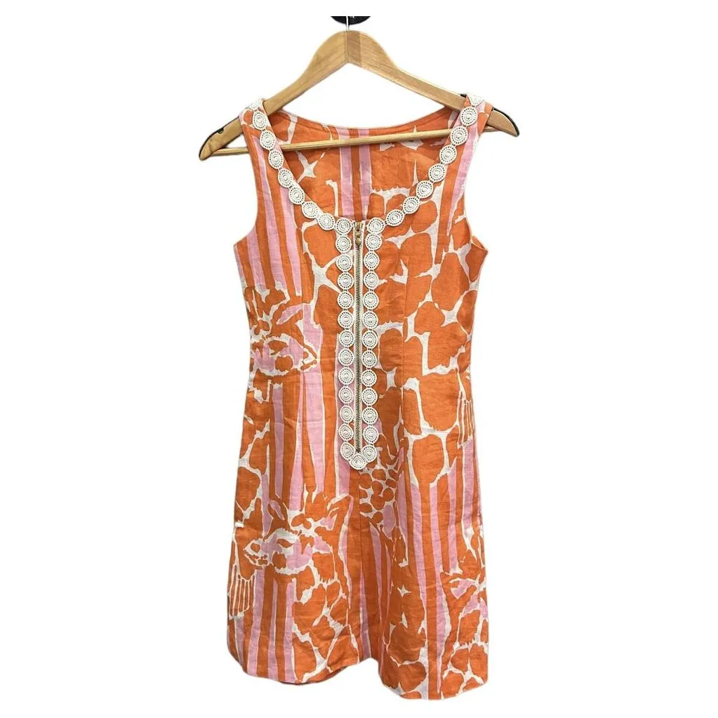 Lilly Pulitzer Linen Giraffe Shift Dress - Size 2