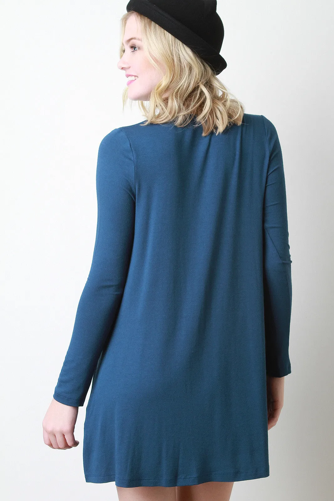 Long Sleeve Solid Shift Dress