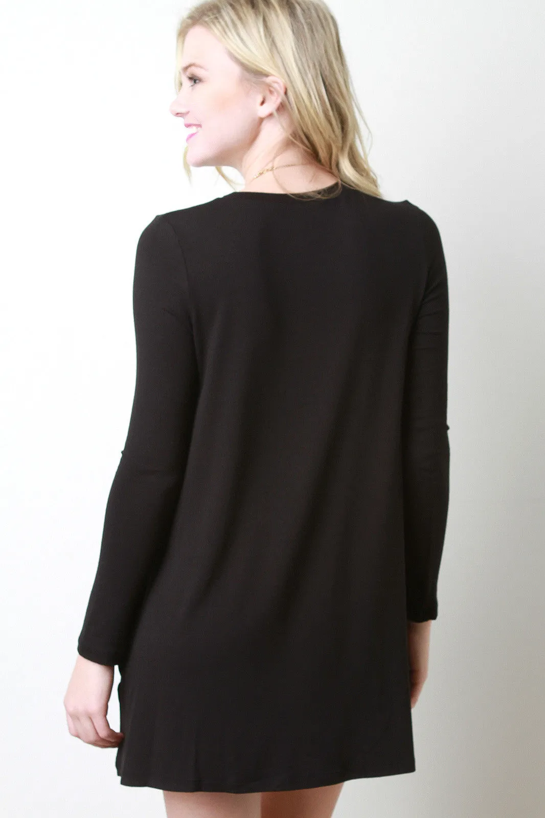 Long Sleeve Solid Shift Dress