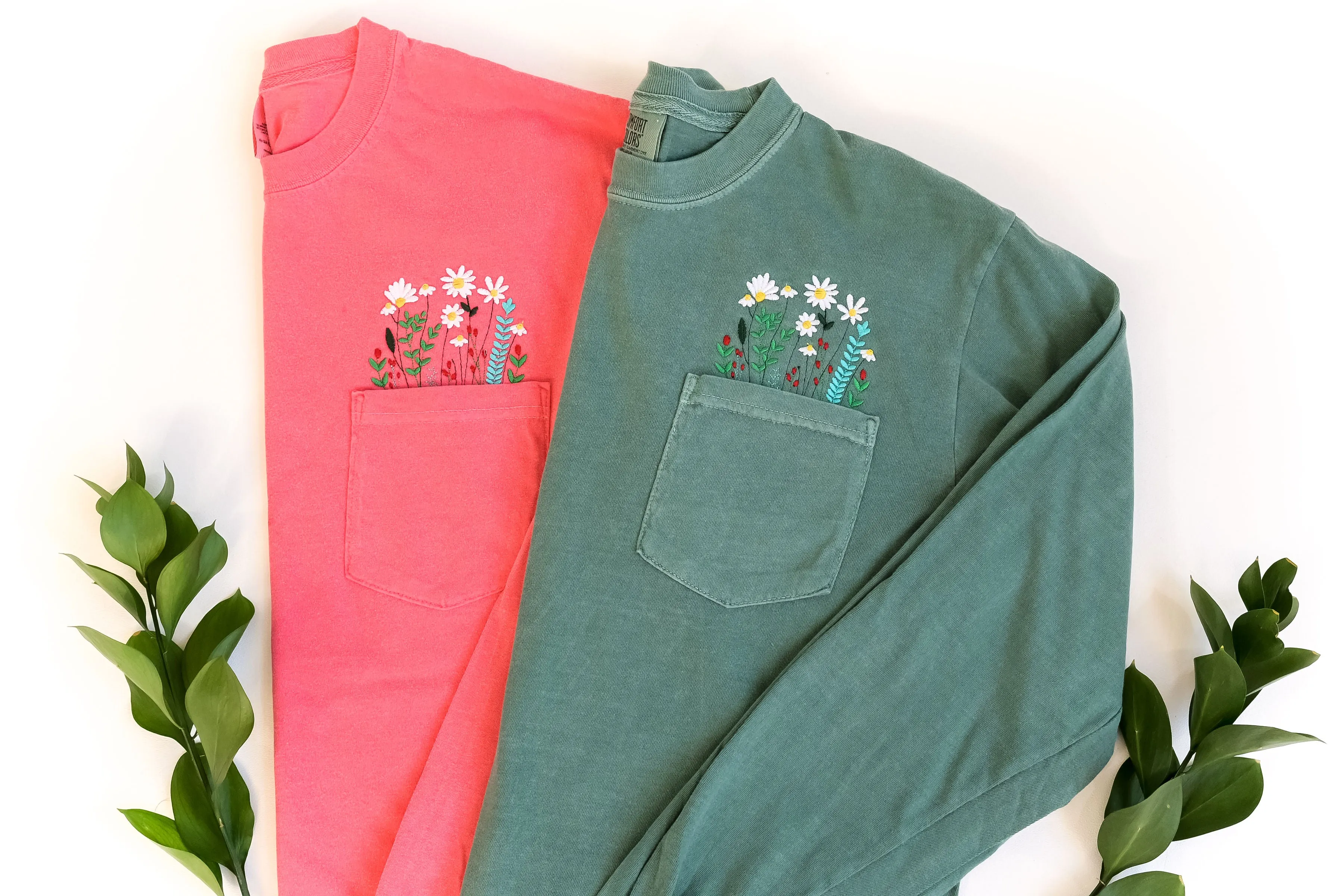 Long Sleeve Wildflower Pocket Tees