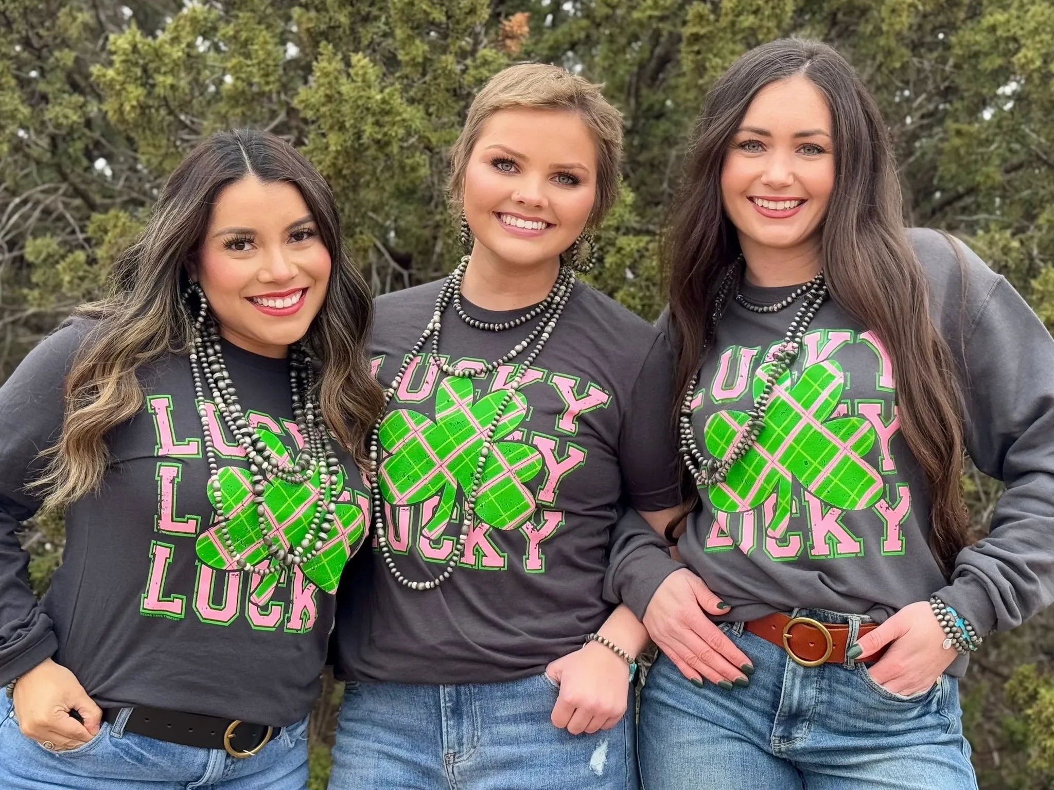 Lucky Repeat in Pink & Green Plaid Tee