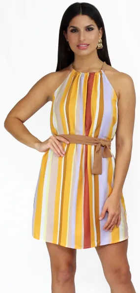 Melodic Yellow Stripes Shift Dress