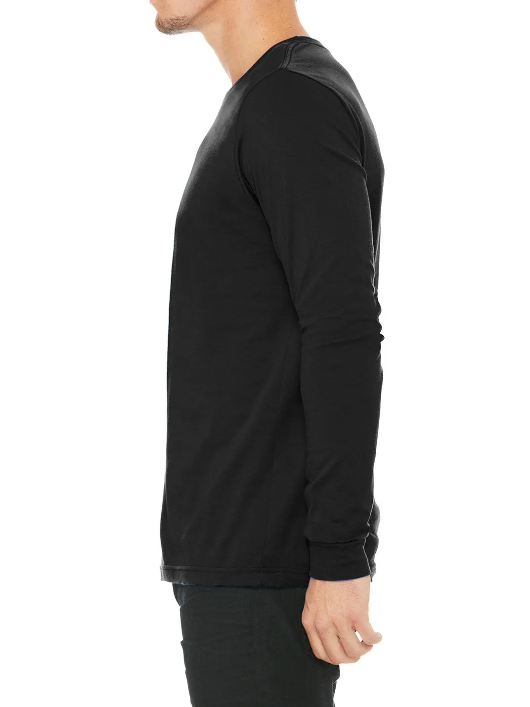 Mens Casual Long Sleeve Jersey Ribbed Cuffs Tee