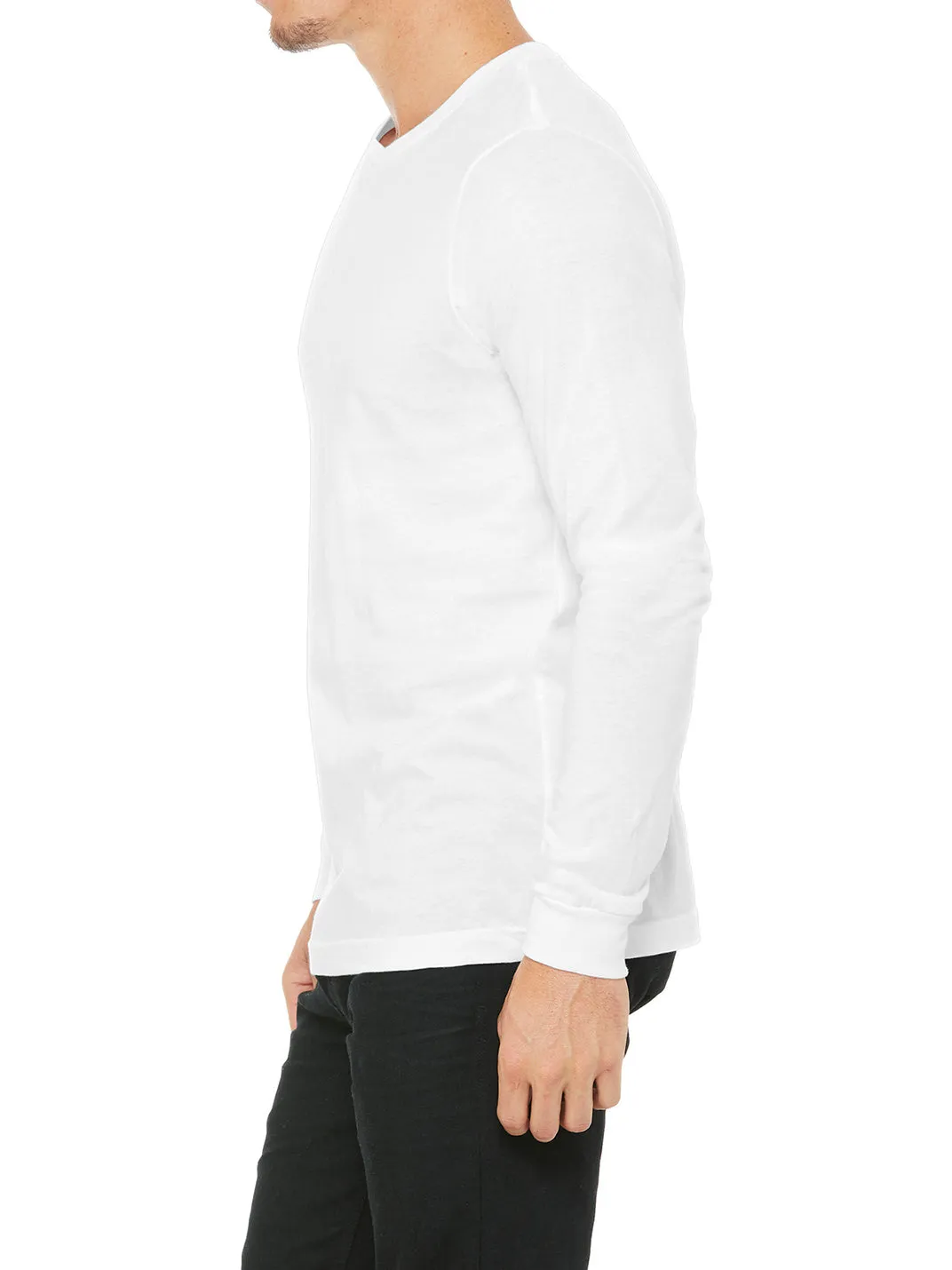 Mens Casual Long Sleeve Jersey Ribbed Cuffs Tee