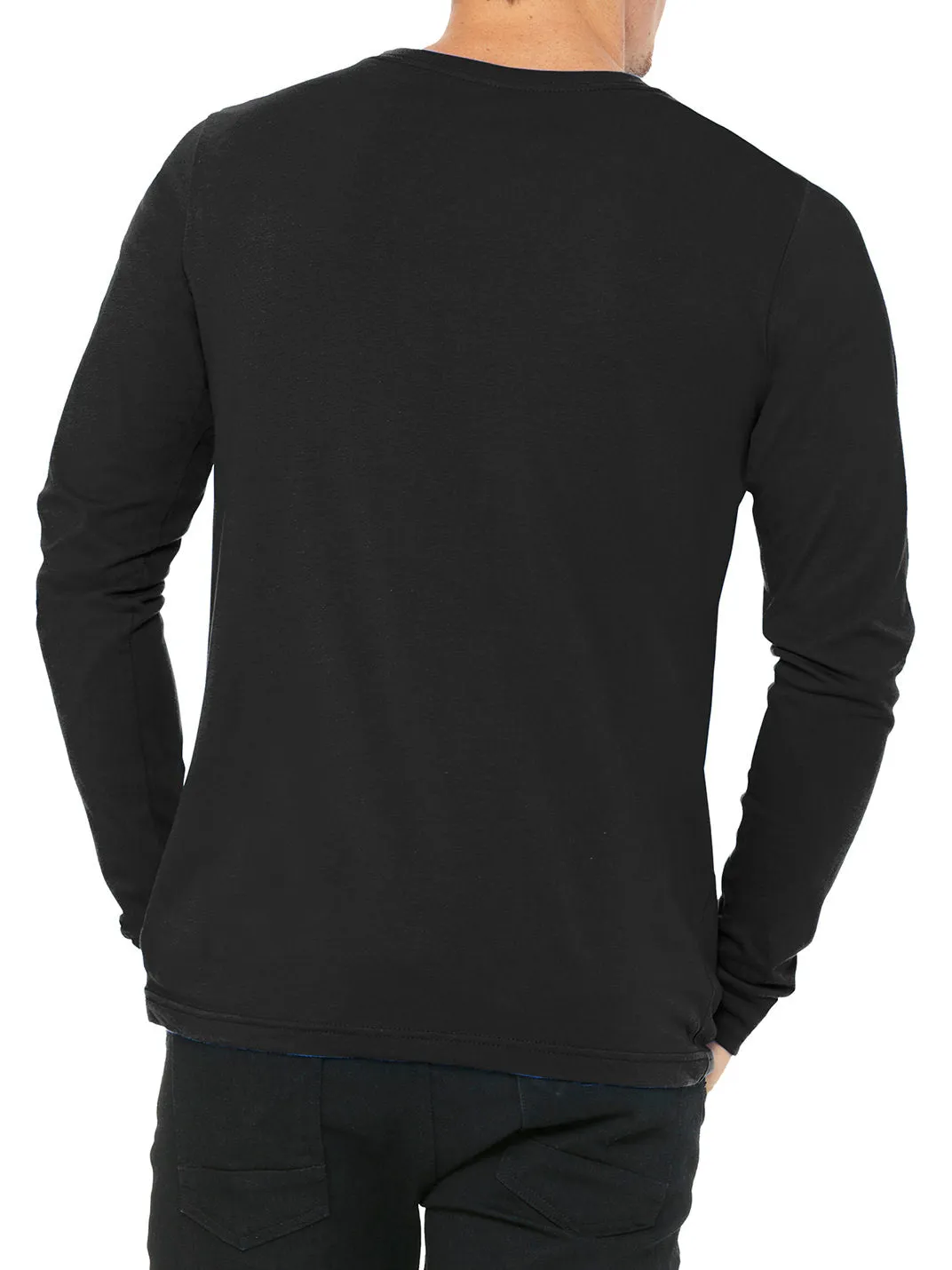 Mens Casual Long Sleeve Jersey Ribbed Cuffs Tee