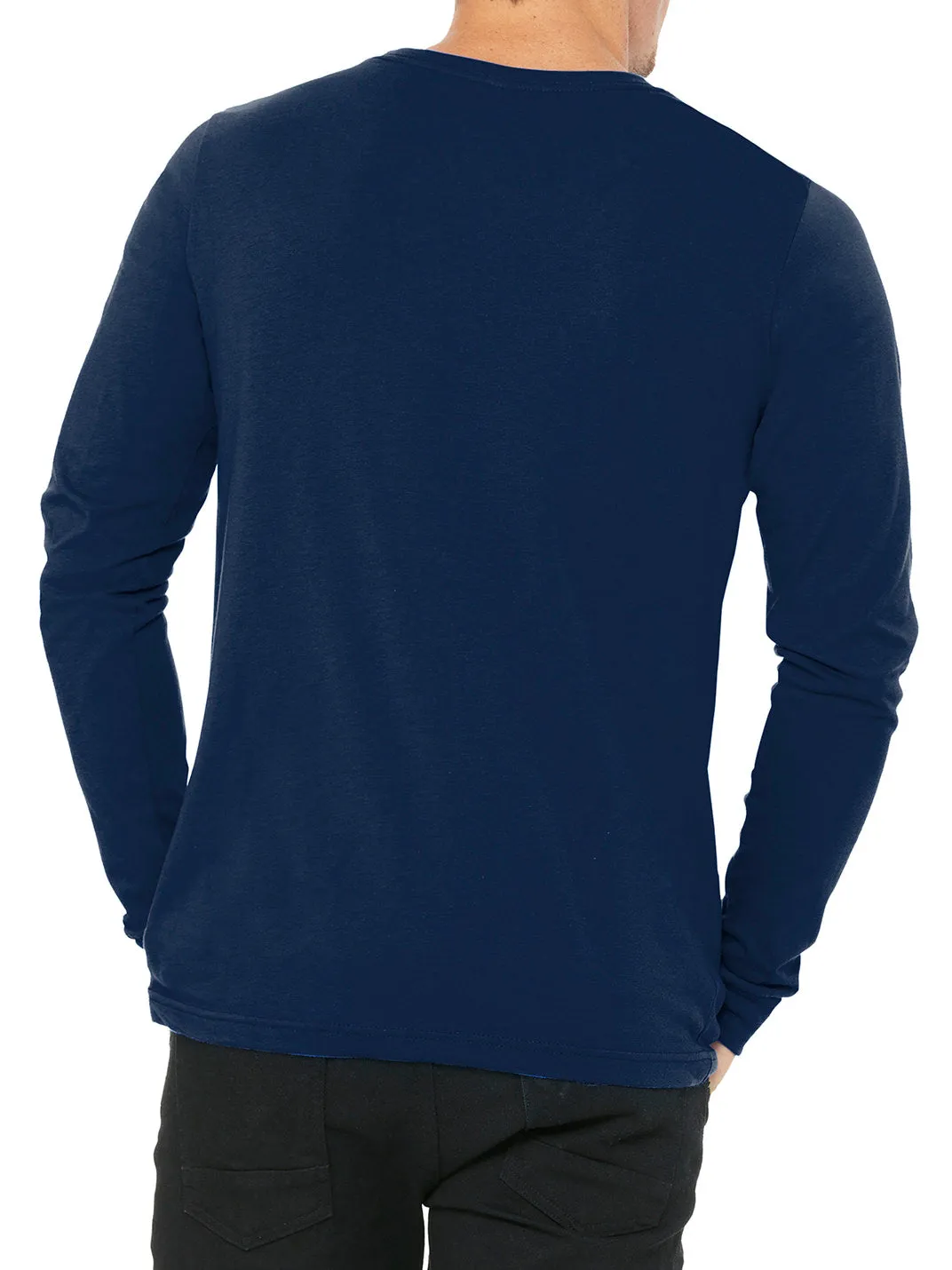 Mens Casual Long Sleeve Jersey Ribbed Cuffs Tee