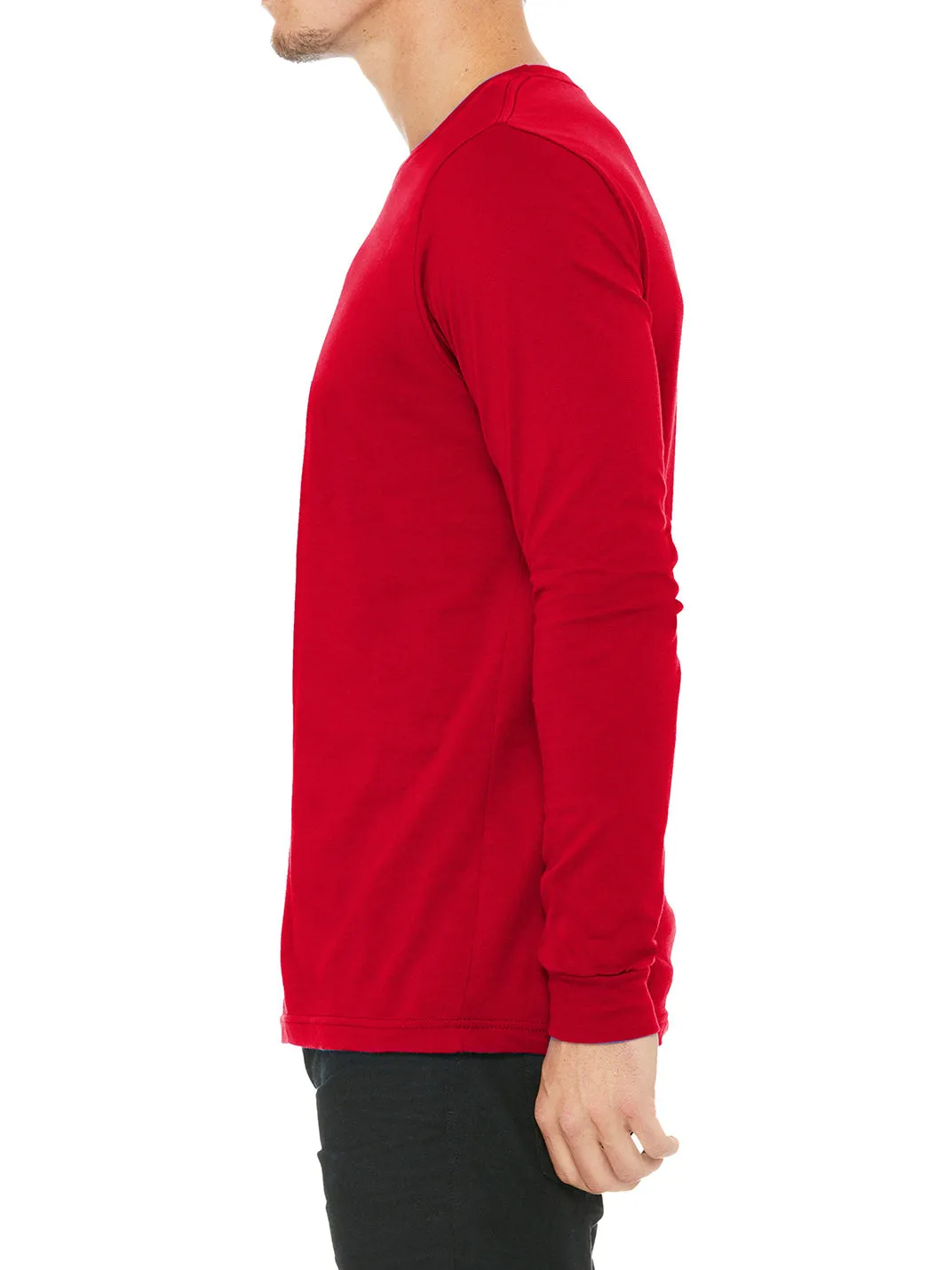 Mens Casual Long Sleeve Jersey Ribbed Cuffs Tee