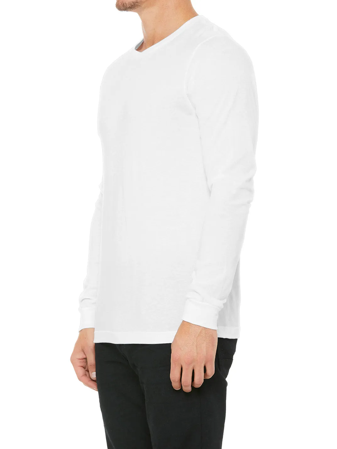 Mens Casual Long Sleeve Jersey Ribbed Cuffs Tee