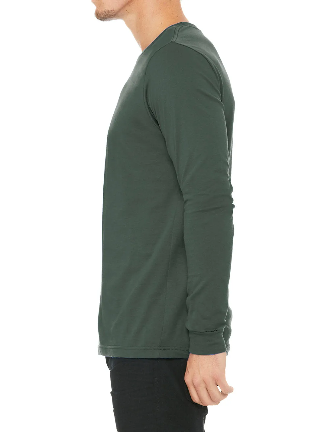 Mens Casual Long Sleeve Jersey Ribbed Cuffs Tee