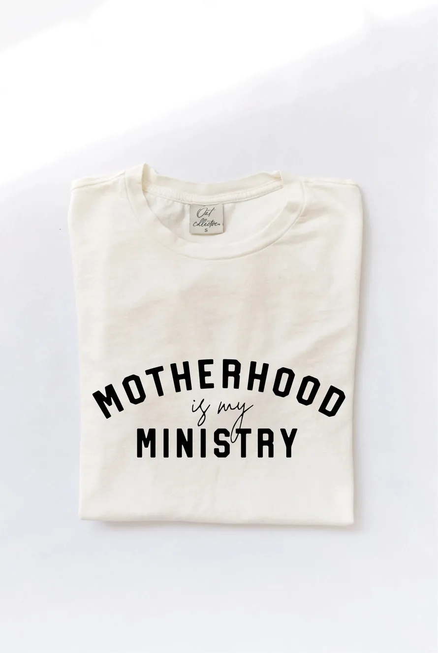 Motherhood is My Ministry Mineral Wash Graphic Tee in Cream