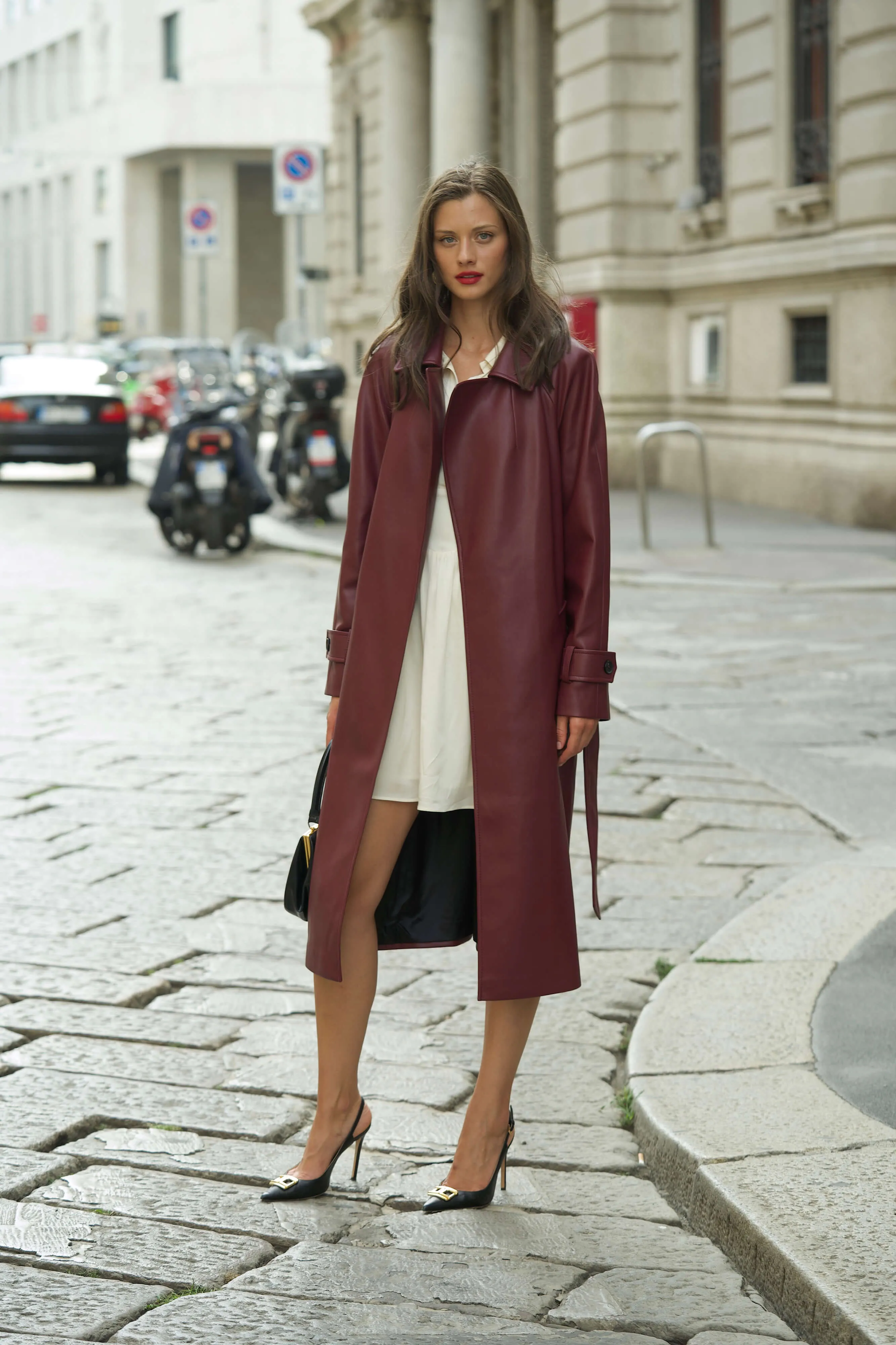 Nadine Faux Leather Trench Coat