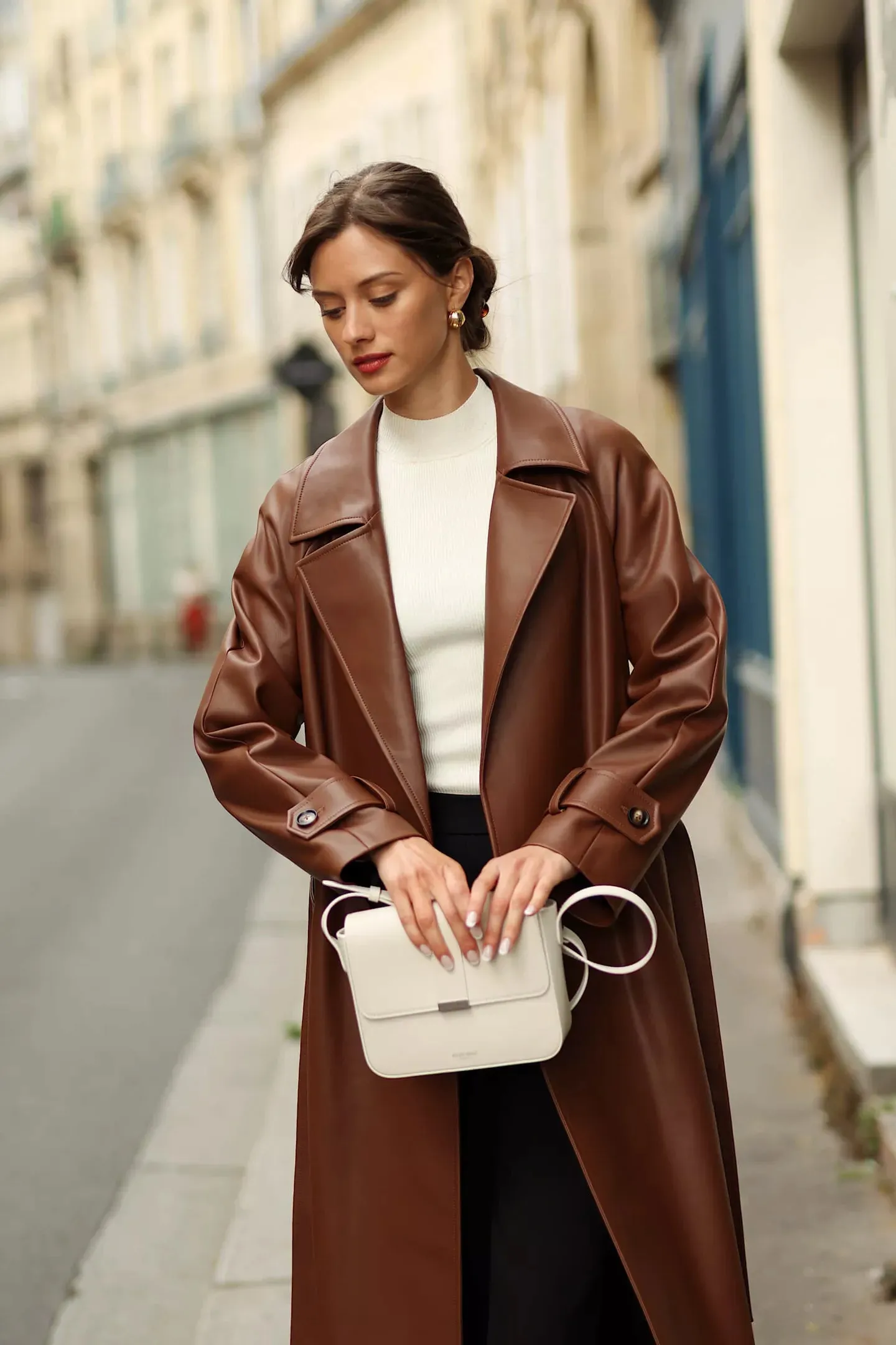 Nadine Faux Leather Trench Coat