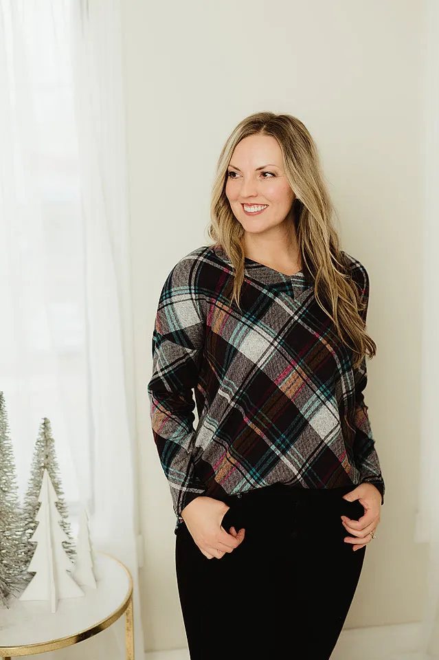 Plaid V Neck Tunic