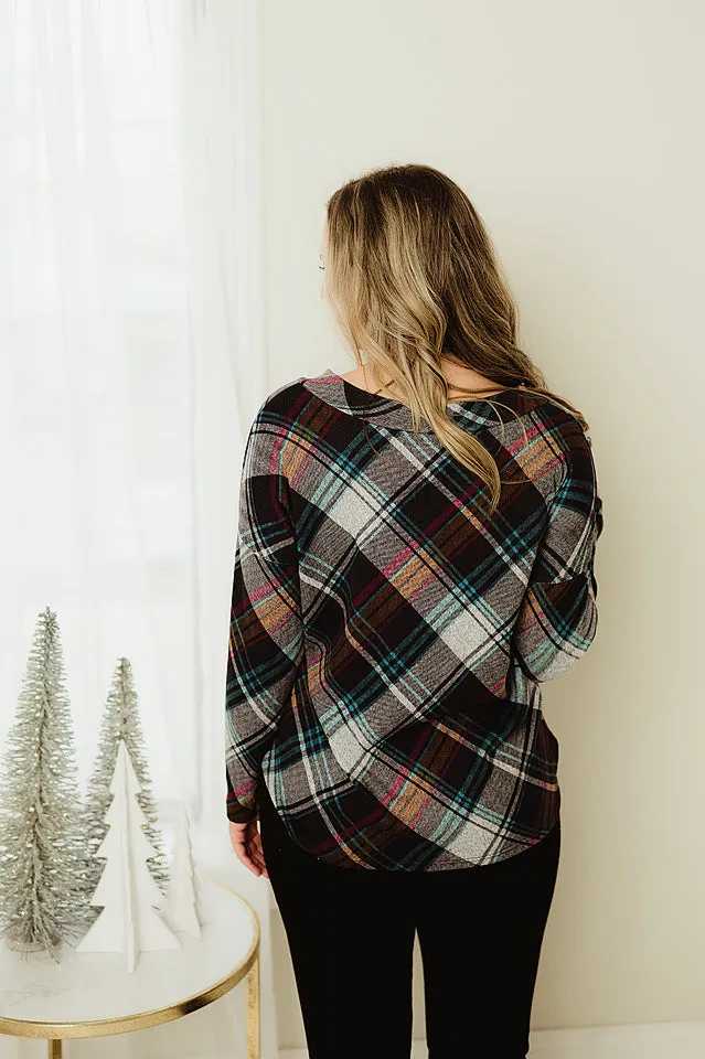 Plaid V Neck Tunic