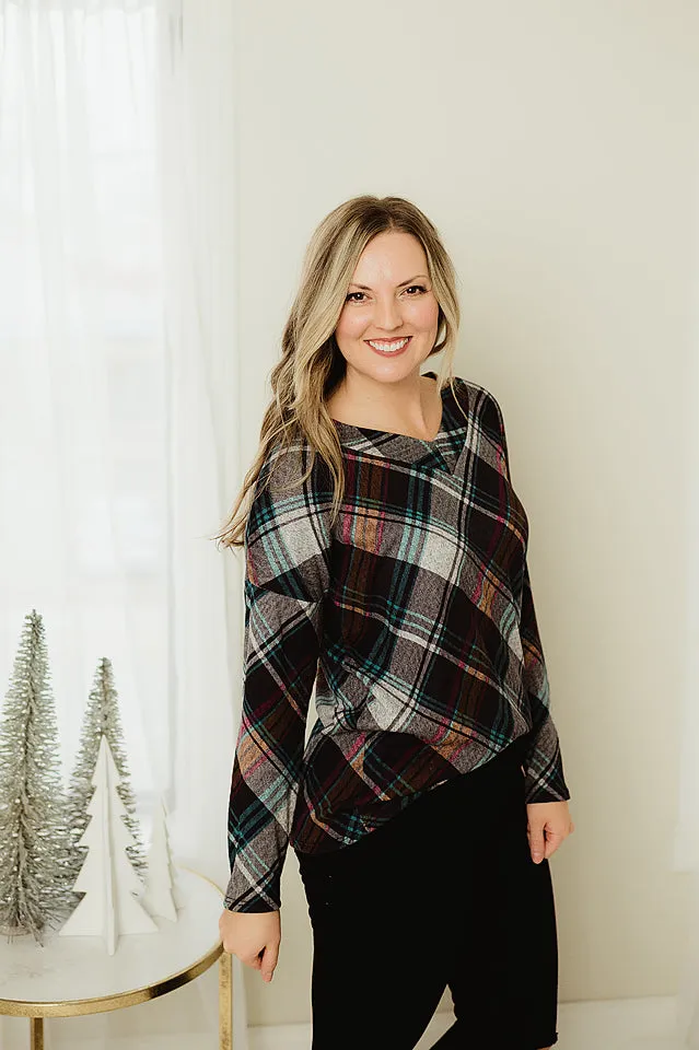 Plaid V Neck Tunic